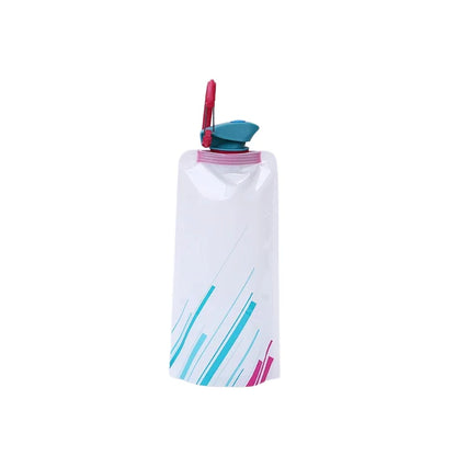 Foldable Water Bottles Flexible Reusable Travel Water Bottle Plastic Water Pouch Soft Flask Water Bag With Carabiner Clip