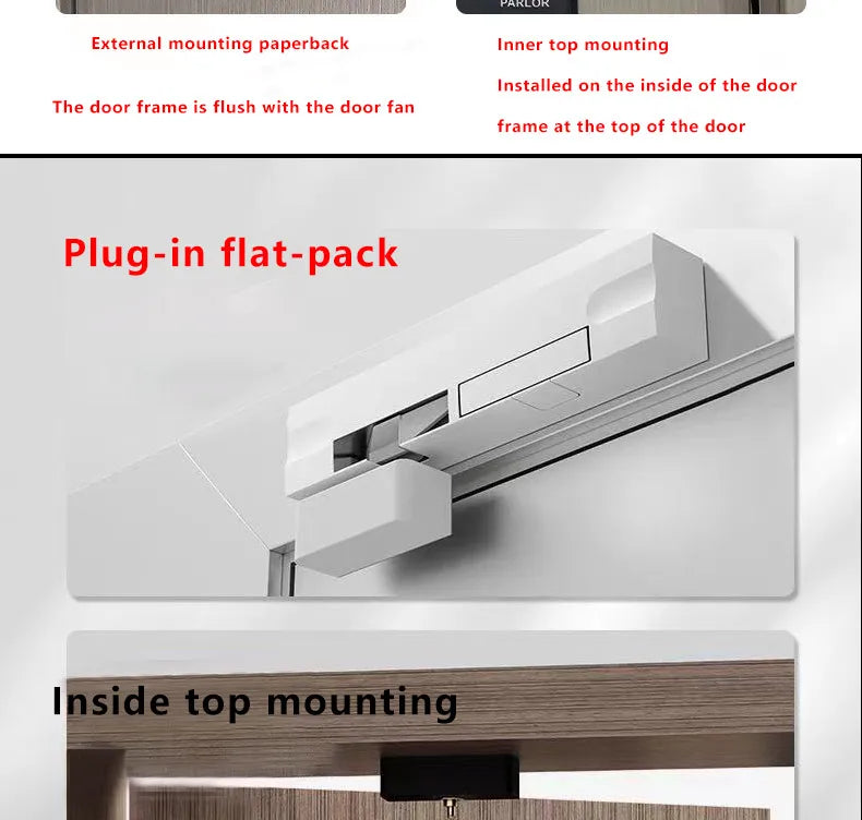 Door Damping Buffer Wooden Door Flat Outward Opening Invisible Door Home Closing Silent Hydraulic Door Closer Anti-pinch