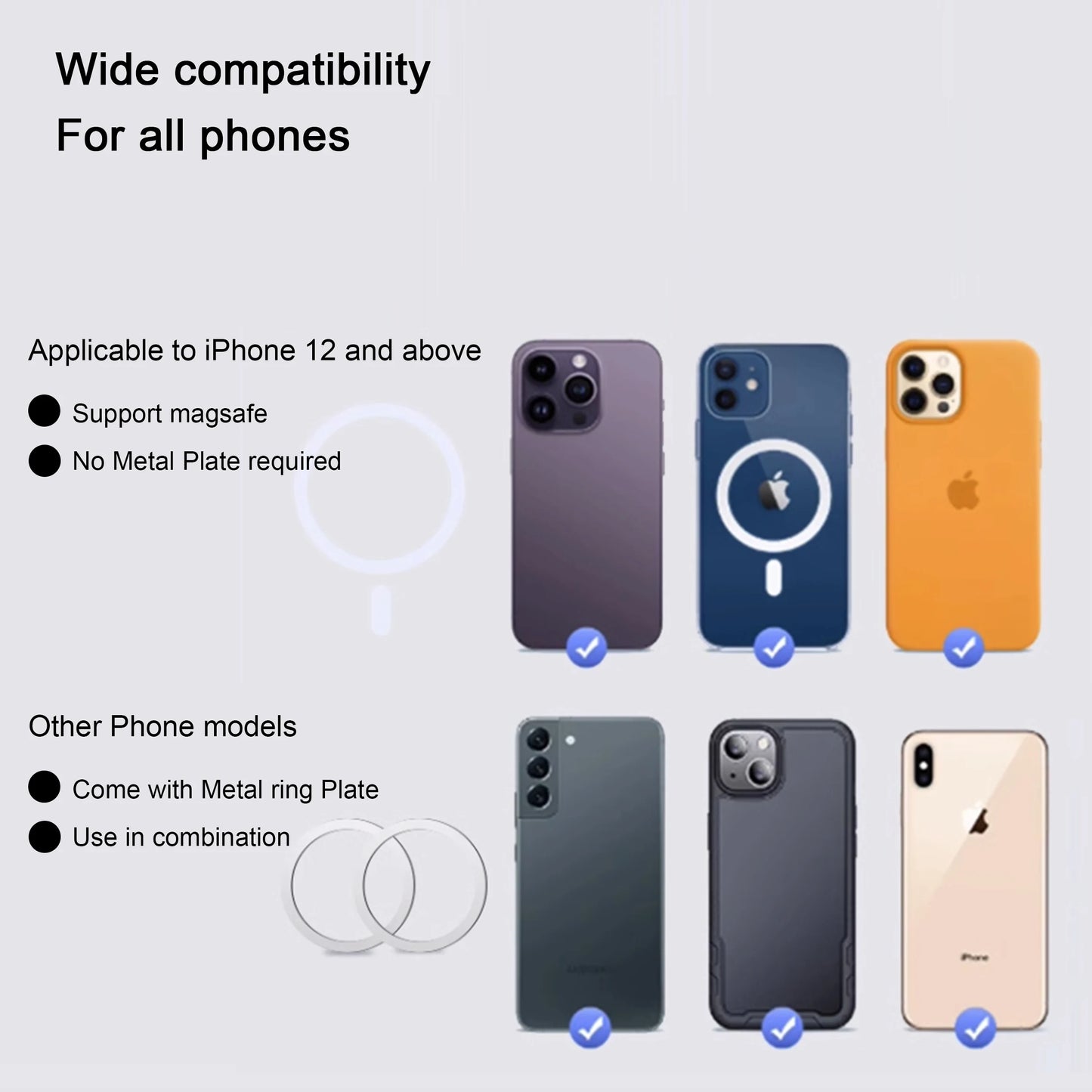 Fits for MagSafe Car Mount, [20 Strong Magnets] Magnetic Car Phone Holder Mount, [Easily Install&Never Blocking Vent] Magnetic