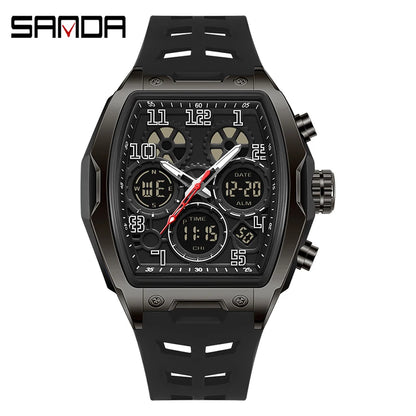 SADNA 6266 Popular Student Watch Wine Barrel Curved Mirror Alarm Clock Timer Waterproof Student Electronic Watch 2025