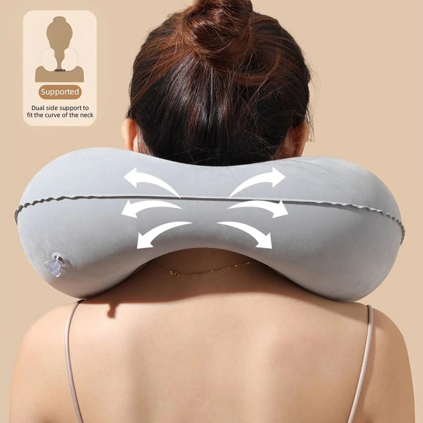 U-Shaped Inflatable Travel Pillow Portable Air Neck Support Cushion Comfortable Sleeping Press to inflate pillow neck pillow