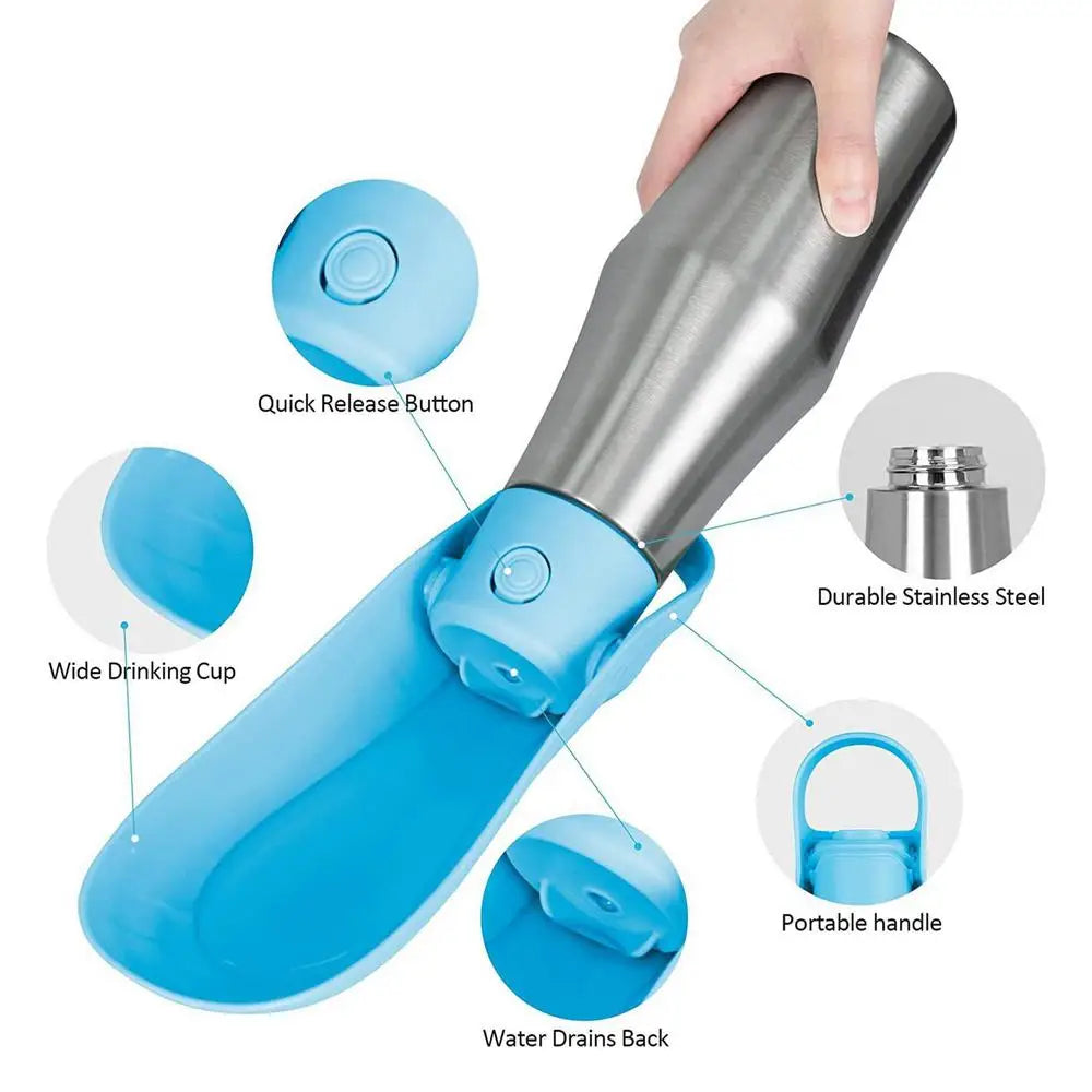 Travel Water Bowl For Dogs Portable Dog Water Bottle For Walking Leak Proof Foldable Water Dispenser Stainless Steel Water Bowl