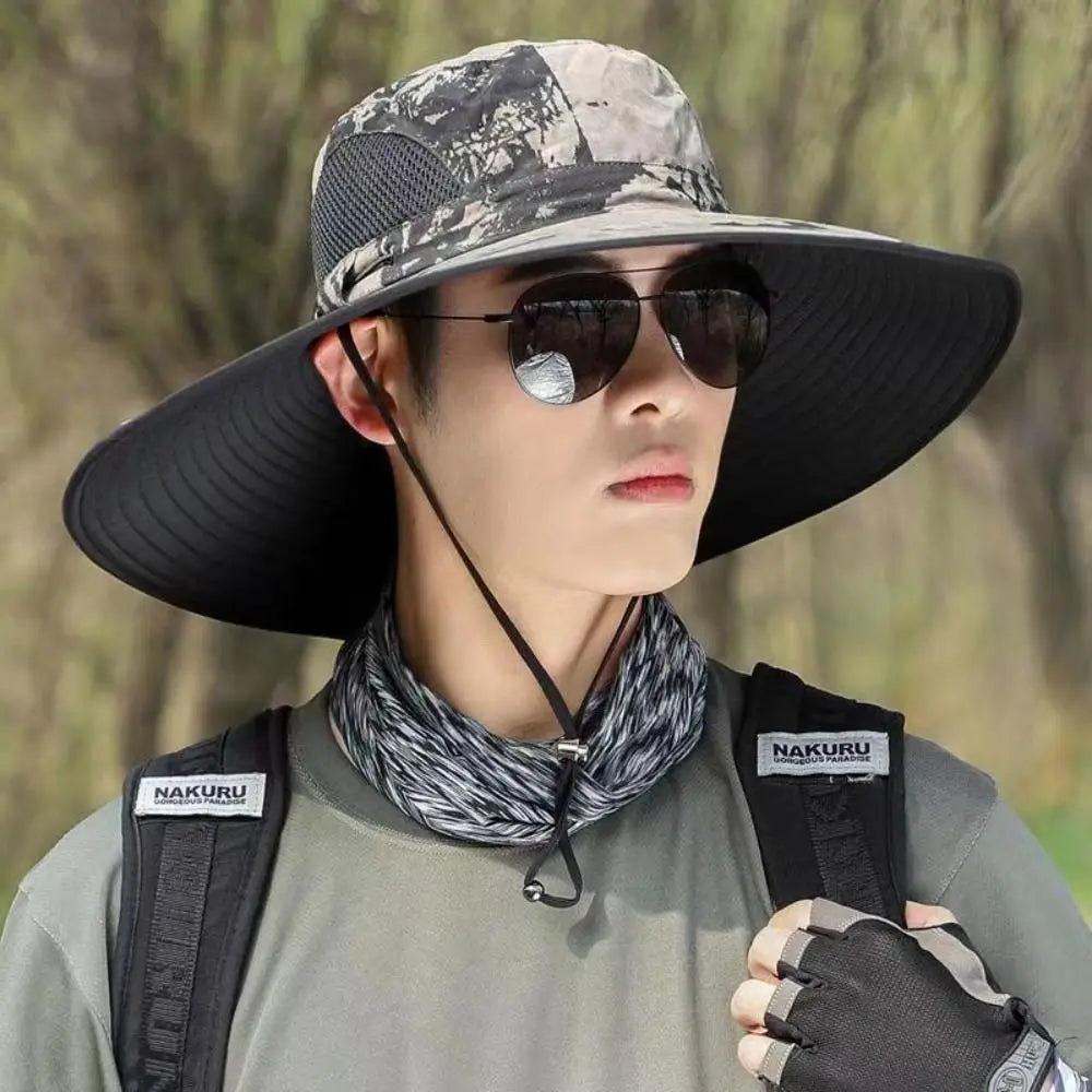 Fishing foldable sun visor Wide Brim Waterproof  Bucket Hat Sun Men Cap  Tactics