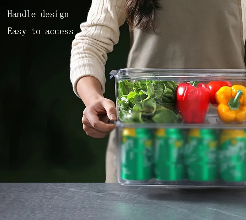 Fridge Organizer Stackable Refrigerator Organizer Bins with Lids Clear Fruit Storage Containers Freezer Pantry kitchen Organizer