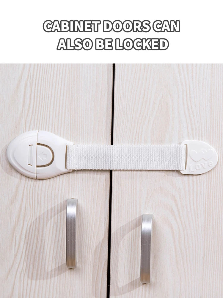 10PCS Baby Anti-Pinch Hand Safety Protection Cloth Lock Drawer Refrigerator Cabinet Door Multi-Functional Ribbon Lock Buckle