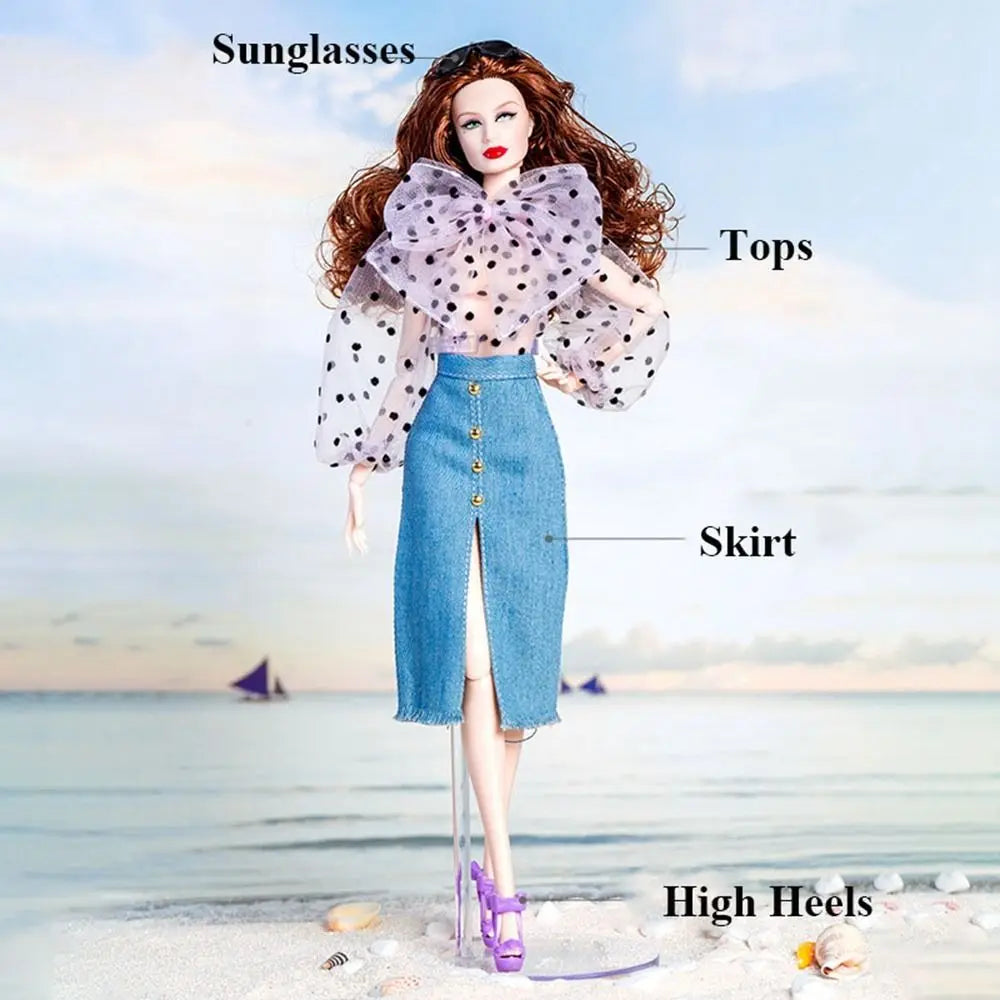 Fashion supermodel Doll Elegant Dress Casual Wears DIY Accessories Party Bags Jeans Pants Set
