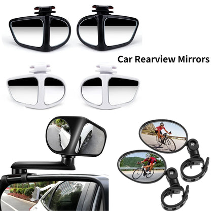 2Pcs Car Rearview Mirrors 360° Blind Spot Mirror Adjustable Rotatable Convex Wide-angle Clear Rearview Safety Mirror Accessories