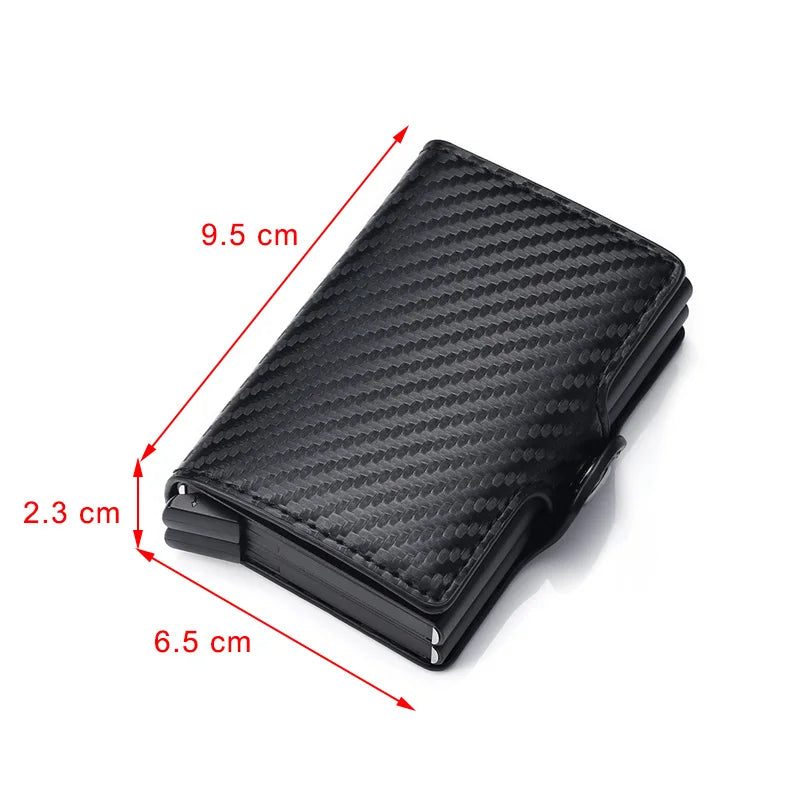 RFID Blocking Men Wallet Credit Card Holder Leather Card Wallet Double Metal Box ID Card Holder Money Clip Purse New 2023