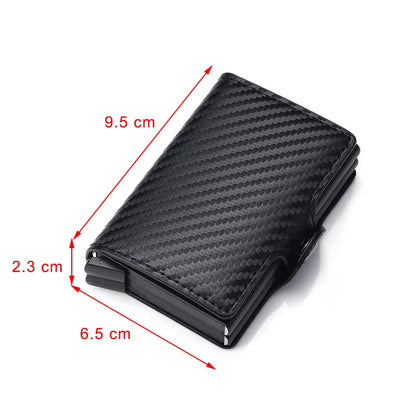 RFID Blocking Men Wallet Credit Card Holder Leather Card Wallet Double Metal Box ID Card Holder Money Clip Purse New 2023