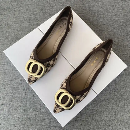 Office Shoes For Women 2024 Ladies Summer Footwear Luxury Leather Casual Formal Pointed Toe Low Heel Elegant Popular Wholesale H