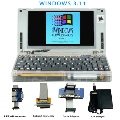 Pocket 386 windows3.11/95 system retro notebook computer OPL3 sound card VGA IPS Screen Integrated Mouse