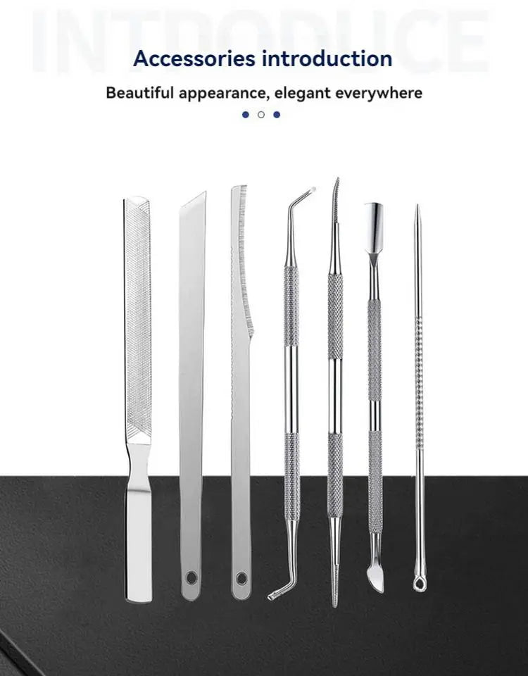 6pcs Stainless Steel Manicure Pedicure Knife To Remove Dead Skin Calluses Thick Hard Nail Clippers Acne Needle Pick Tool Set