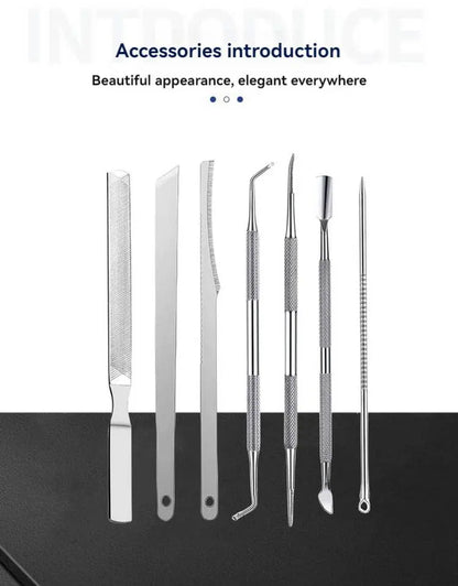 6pcs Stainless Steel Manicure Pedicure Knife To Remove Dead Skin Calluses Thick Hard Nail Clippers Acne Needle Pick Tool Set
