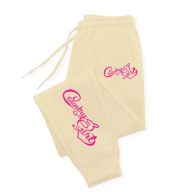 The Country Girl Printing  Pants Woman Drawstring Pocket Sweatpant Sport Fashion Joggers Casual Autumn Joggers