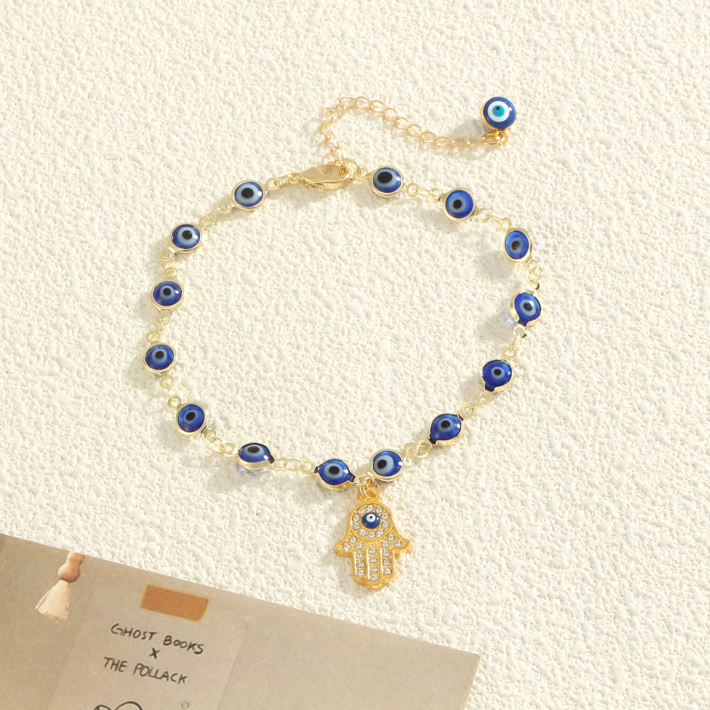 Devil's Eye Fatima's Hand Set Zircon Pendant Women's Tropical Beach Wind Copper Plated Golden Jewelry Gift Banquet Feet Chain