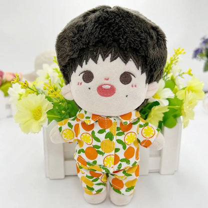 20CM Plush Doll Clothes Suit Fruit Animals Printing Lapel Shirt Pants Casual Wears Cotton Stuffed Toys Idol Dolls Accessories