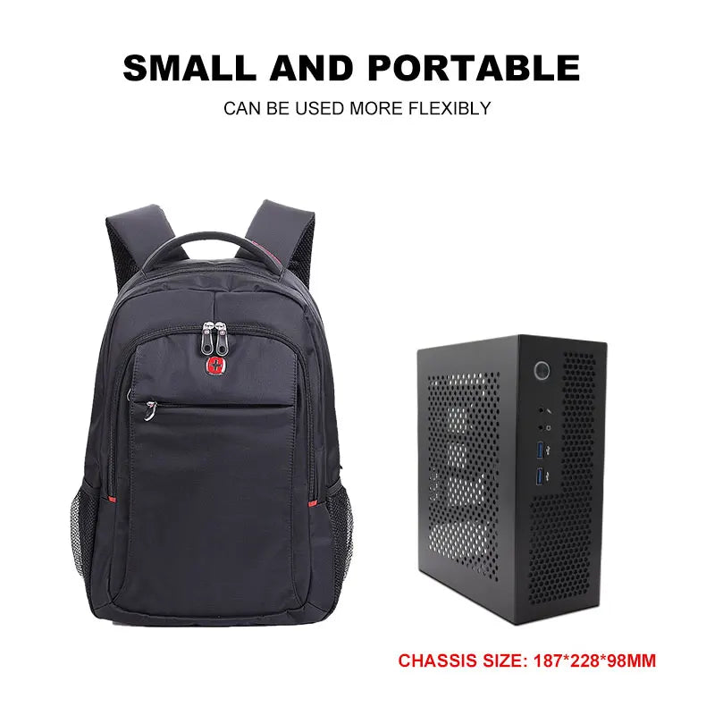 HTPC Computer Case Mini ITX Gaming PC Chassis Desktop Chassis USB3.0 Computer Case Home Computer Case Black and Silver