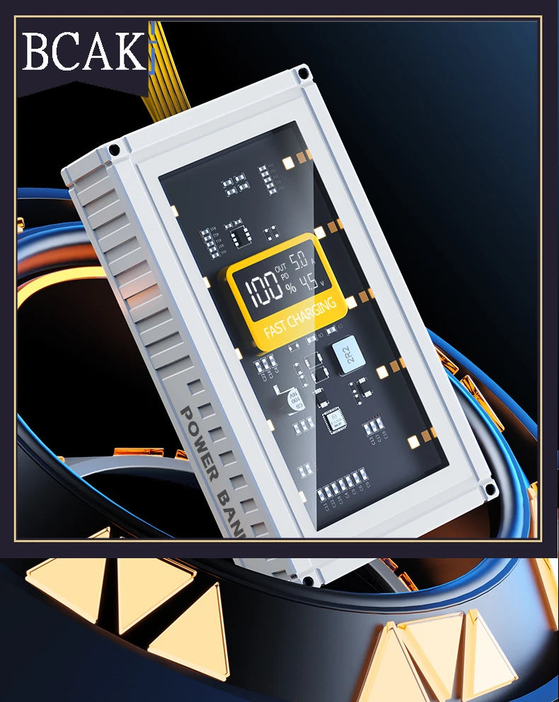 BCAK  Brand discount store 30000mAh 50000mAh 120W Fast Charging Transparent Power Bank 200000mAh Large-capacity Mobile Power