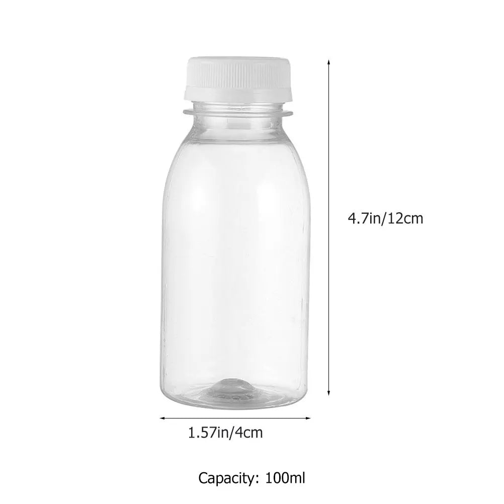 6pcs Small Plastic Bottle 100ml Milk Bottles Small Juice Bottles Leakproof Milk Bottles Portable Beverage Bottles Plastic Water