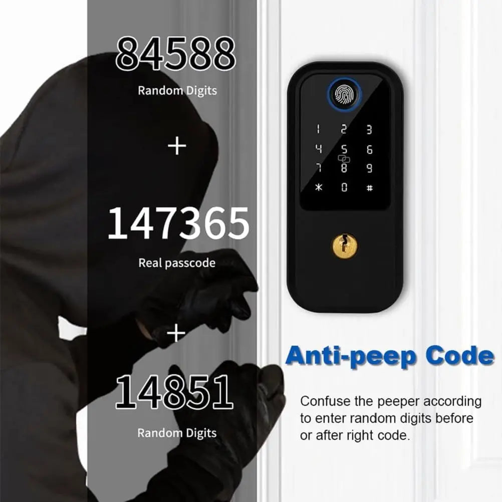 Smart Deadbolt Lock with Keypad, Fingerprint Door Lock, Keyless Entry Door Lock Door Auto Digital Electronic Lock for home