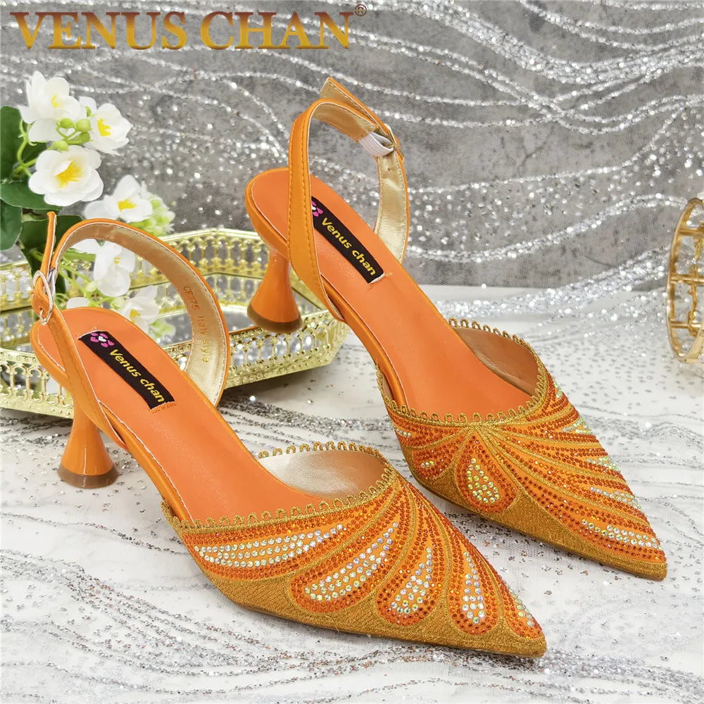 High Quality African Wedding Shoes Summer Sandals for Wedding 2025 Sexy Pumps Rhinestone Fashion Women Wedding Shoes