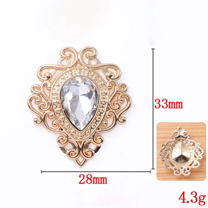 33*28mm Droplet diamond pendant accessories, flat bottom brooch accessories, DIY accessories, headwear accessories 10PCS