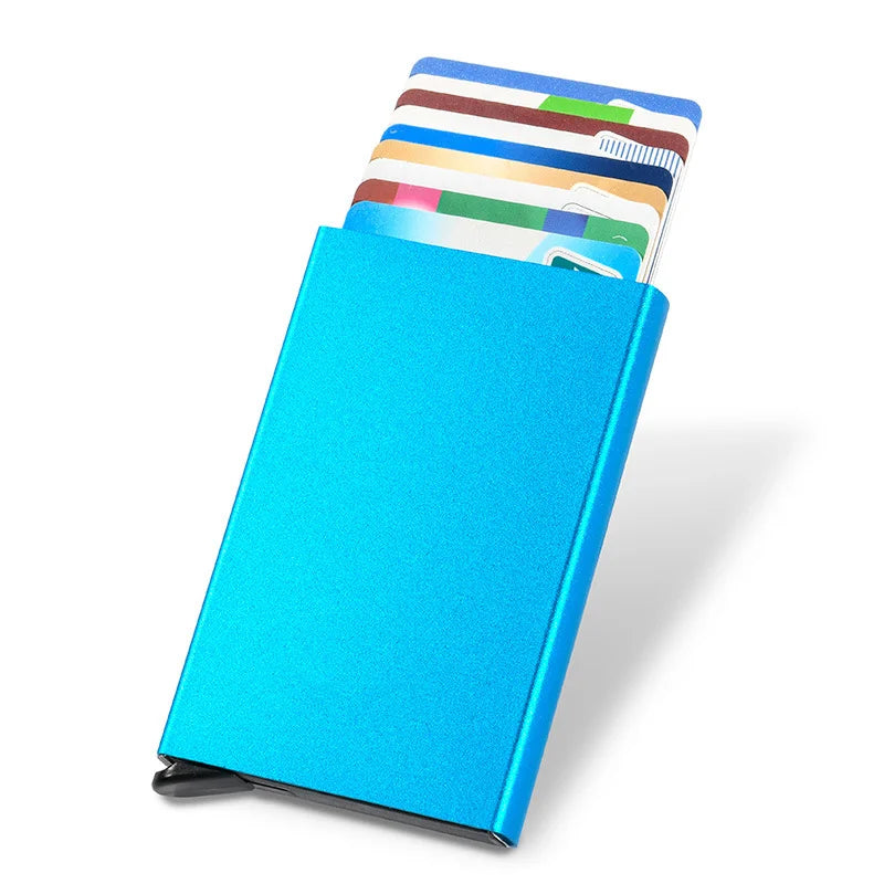 RFID Blocking Slim Pop-Up Wallet - Minimalist Credit Card Holder for Men & Women, Mini Metal Case