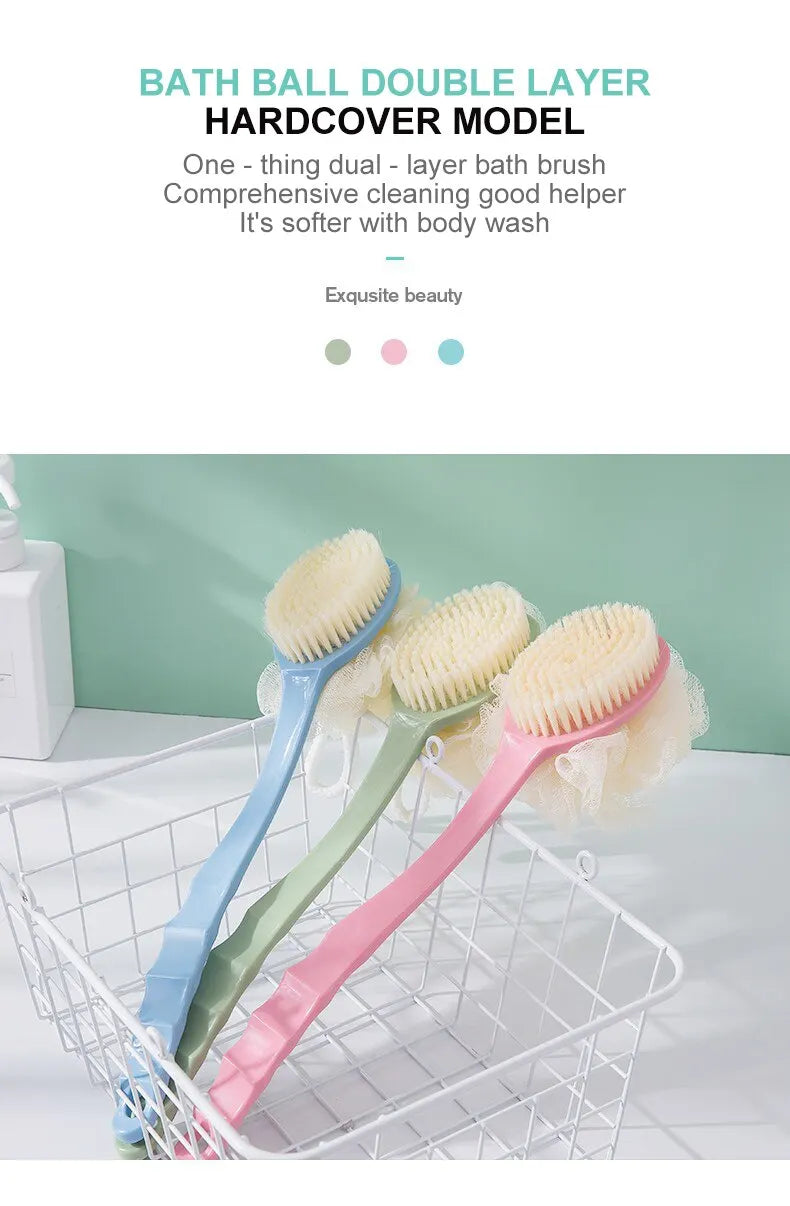 Bath Artifact of Bath BrushBack Belt with Bath Flower Ball Brush for Rub Bath Towel Long Handle Rub Mud Soft Hair Bath Brush