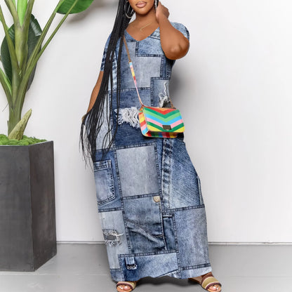 Women's Casual Maxi Dresses Summer Suspender Beach Dress Sundress with Pockets