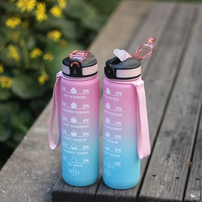 1L 1000ml Water Bottle Liter Stay Hydrated  Material Plastic Sport Bottle Reminder Times Sports Outdoor Fitness Office Running