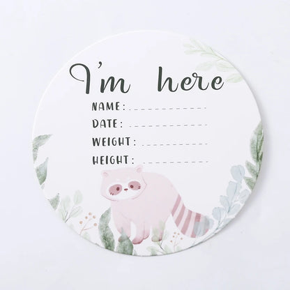 Newborn Baby Growth Milestones 0-12 Months Paper Card Photo Accessory Cartoon Animal Pictures Souvenir Props Baby's Birth Gift