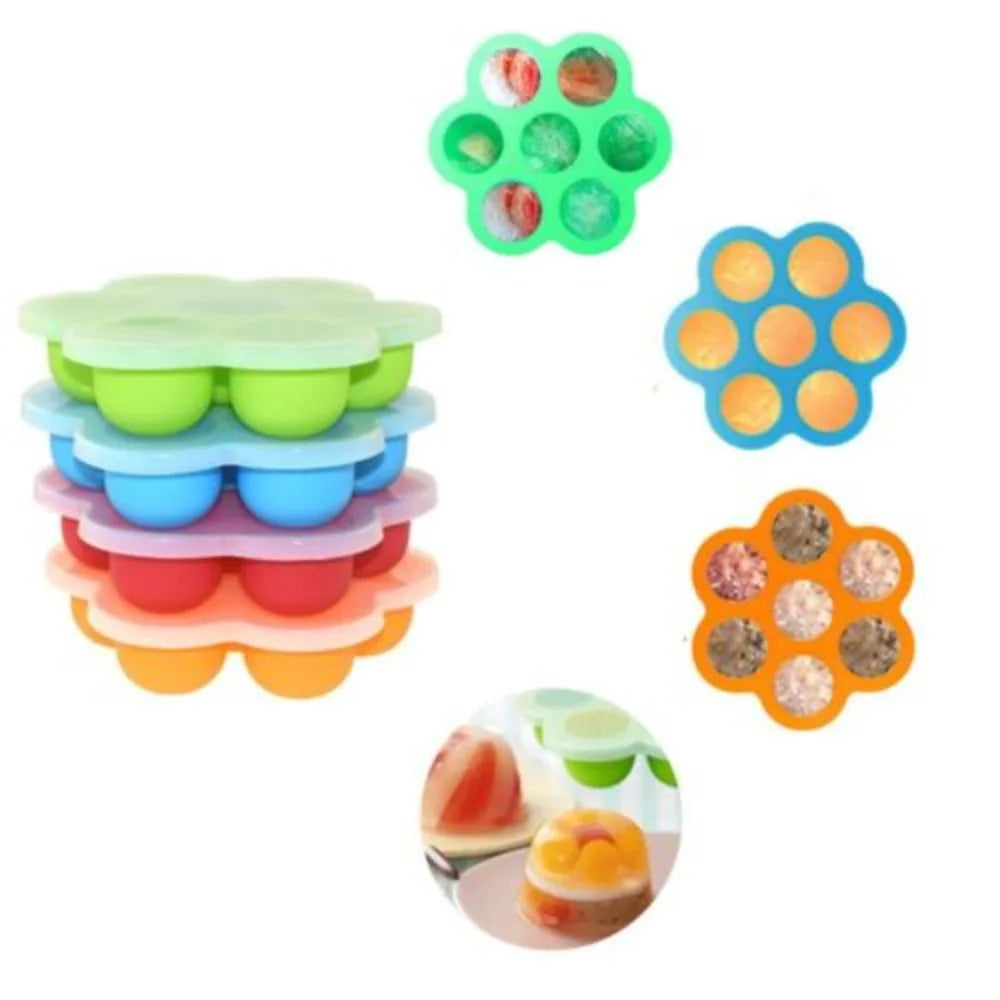 Silicone Weaning Baby Food Freezer Tray 7 Pots Storage Container w Lid BPA Free