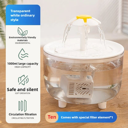 1L USB Electric Mute Pet Water Fountain Automatic Cat Drinking Bowl Filter Quiet Dispenser with Carbon Filter for Fresh Water