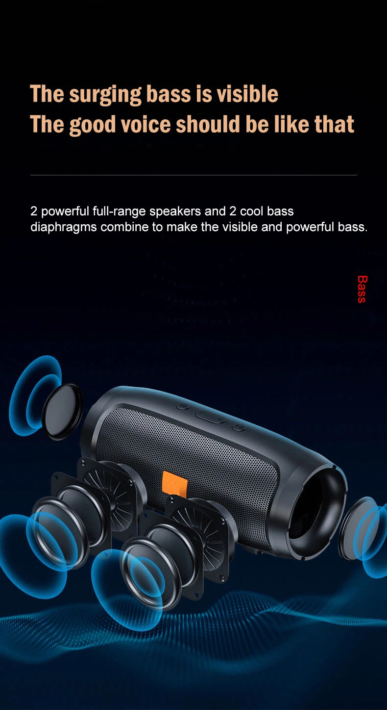 Bluetooth Speaker Dual Speaker Stereo Outdoor TF usb Playback Fm Voice Broadcasting Portable Subwoofer 50 Wireless Speaker