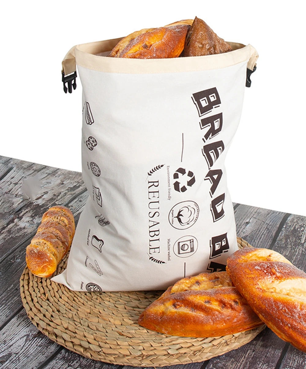 Bread Bag Organic Reusable Bread Bags for Homemade Bread Gift Giving Fresh Keeping Bread Container with Double Lining Large Loaf