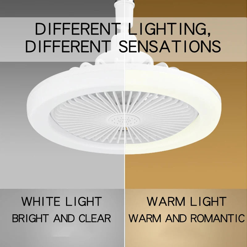 Smart 3-in-1 Ceiling Fan with Remote Control Lighting Lamp E27 Converter Base 85-265V Lighting Base for Bedroom and Living Room
