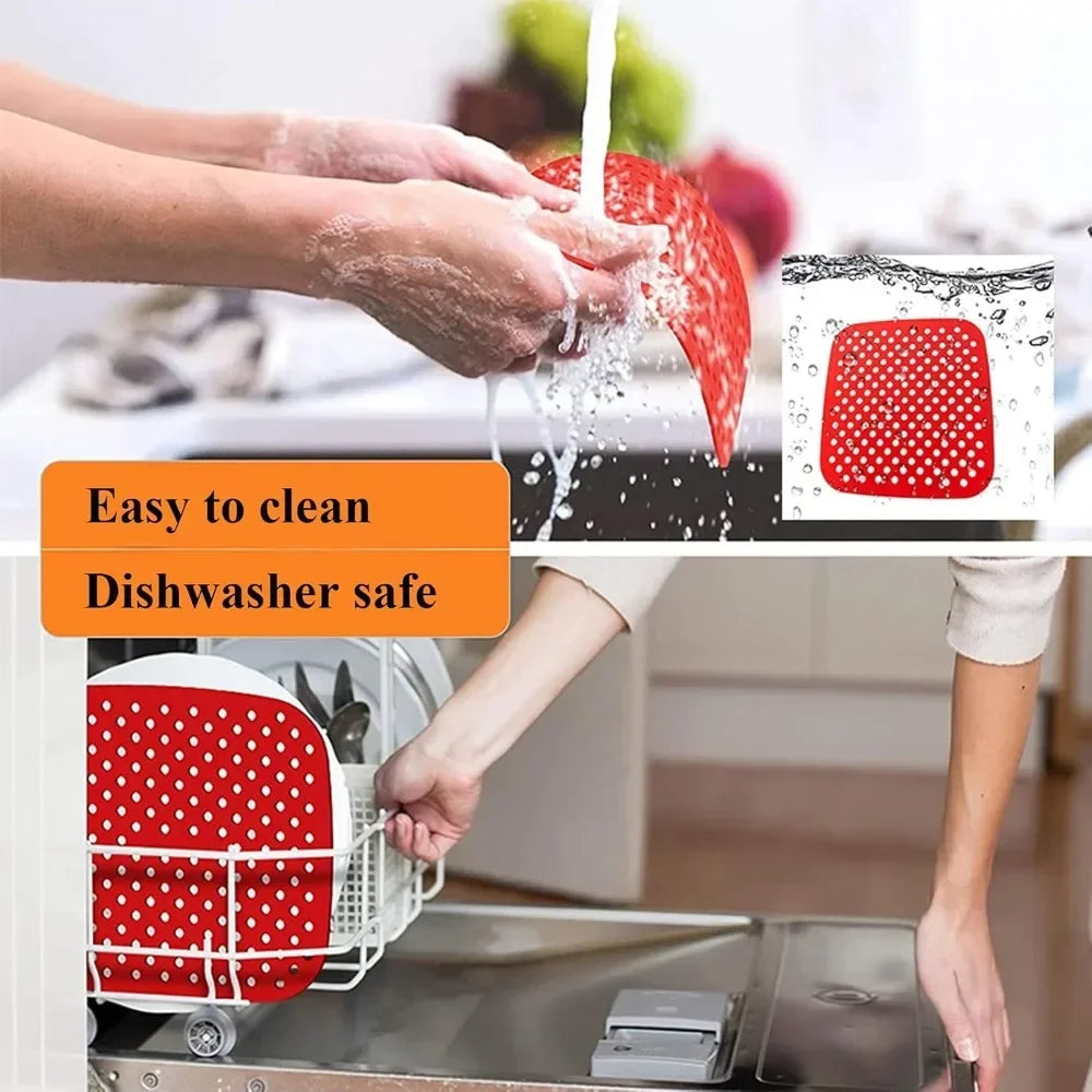 Reusable Air Fryer Liners 5QT or Bigger - Easy Clean Air Fryer  Dishwasher Safe Non Stick Parchment Paper Replacer