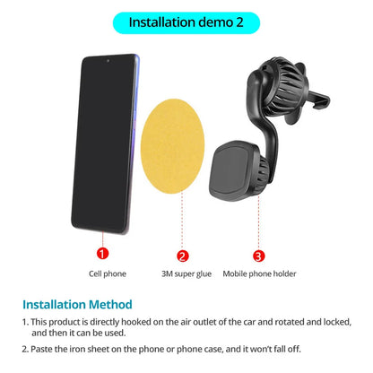 Strong Magnetic Car Phone Holder Mount Car Vent Phone Mount 360 Rotate Arm Auto Cell Phone Holder for Car Phone Bracket Stand