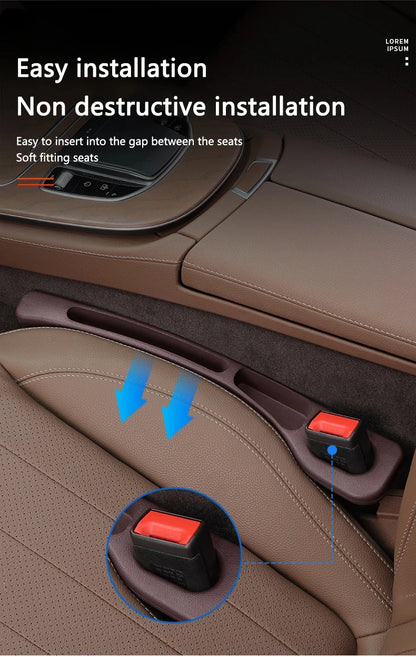 2pcs Car Seat Gap Filler Organizer Waterproof Car Seat Gap Plug Strip with 2 Grooves Seat Gap Storage Auto Interior Accessories