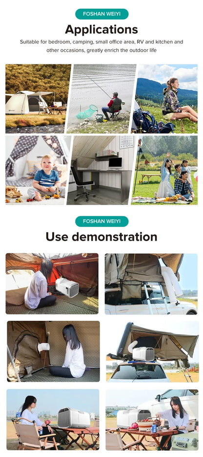 Camping Air ConditionerPortable Camping Mobile Outdoor Air Conditioner Without Outdoor Unit No Installation, No Drainage, Easy T