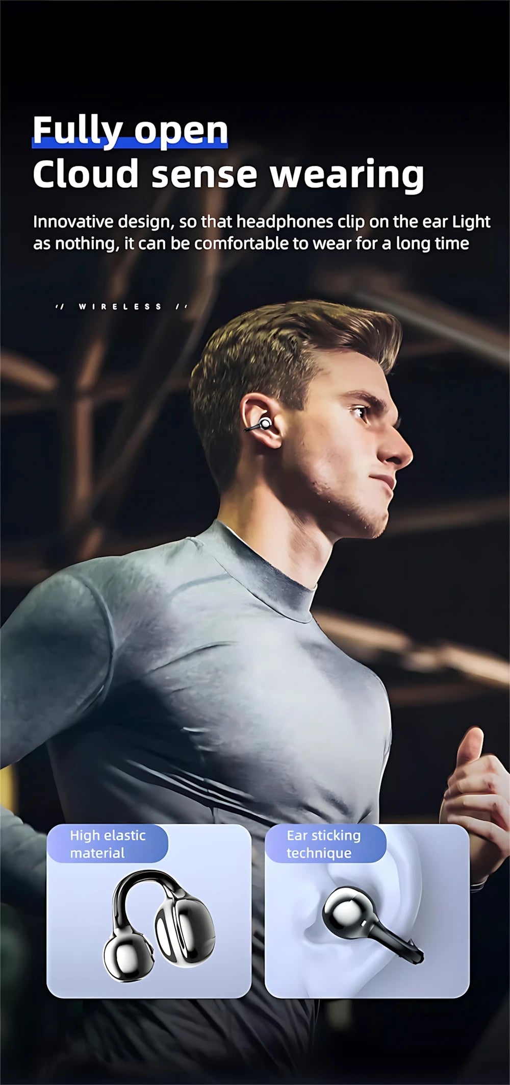 Wireless Headphones Fone Bluetooth Headset With Mic Handsfree Noise Canceling Earphones Clip Ear Music  Sports Gaming Earplug