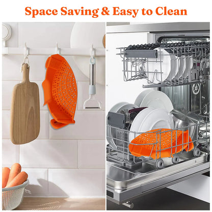 Universal Silicone Clip on Pan Pot Strainer Anti Spill Pasta Pot Strainer Food Grade Fruit Colander for Pasta Fruit Vegetable