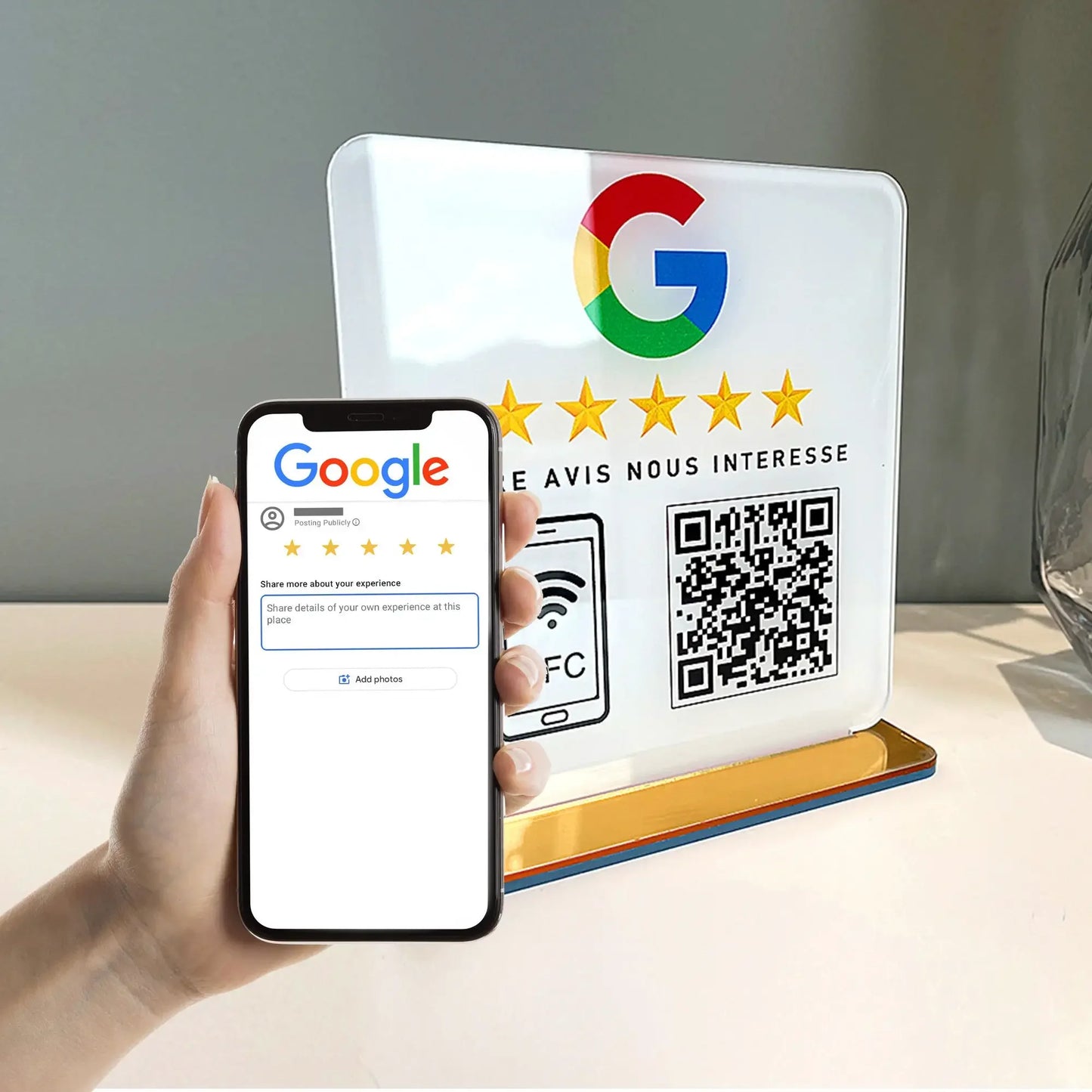 Review Us on Google Custom Google Review Sign With NFC Beauty Salon Business Decor Acrylic Google Review QR Code Sign