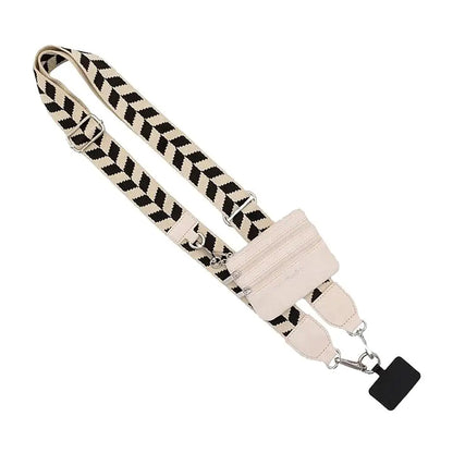 Phone Strap With Zippered Pouch Clip And Go Strap For Phone With Wallet Card Bag Crossbody Mobile Phone Storage Strap