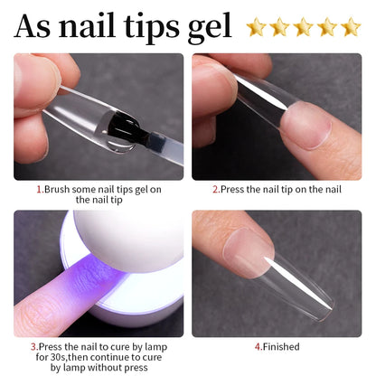 AWStorG 15ML Nail Tips Glue Gel For Falses Nail Tips Fast Extension 3 IN 1 Function Nails Art Transparent Gel Polish Soak Off UV