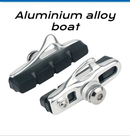 A Pair 55MM Brake Pads for Road Bikes with Metal Rings C-brake Pads Replaceable Brake Blocks Aluminium Alloy Block Bicycle Parts