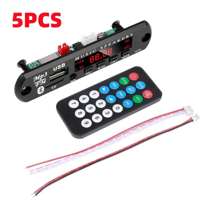 1-5PCS 9V 12V MP3 WMA Decoder Board USB AUX TF FM Radio Bluetooth 5.0 Wireless Lossless Music Player Module with Remote Control