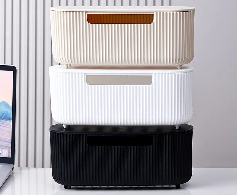 Creative Simple Wire Box Bamboo Wood Cover Cable Management Box Plug Board Storage Box Power Cord Charger Storage