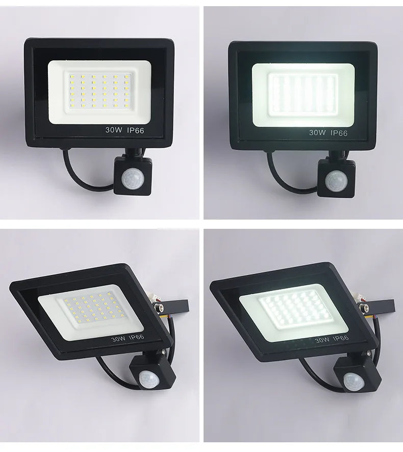 LED Floodlights 100W 50W 30W 20W 10W PIR Motion Sensor IP66 Waterproof LED 220V Hanging Exterior Outdoor Wall Lamp Spotlight