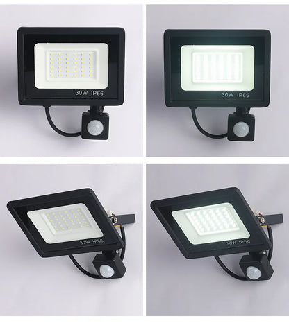 LED Floodlights 100W 50W 30W 20W 10W PIR Motion Sensor IP66 Waterproof LED 220V Hanging Exterior Outdoor Wall Lamp Spotlight